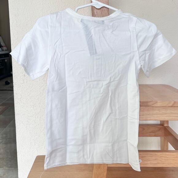 Miki Miette White Short Sleeve Crewneck Henley T-Shirt Kid’s Size 6Y NWT - Picture 2 of 3